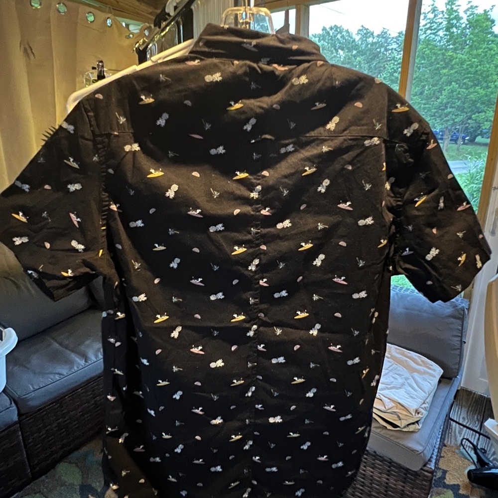 Sunrise Kingdom Buttondown‎ Shirt Yorkie Surfboard Pineapples